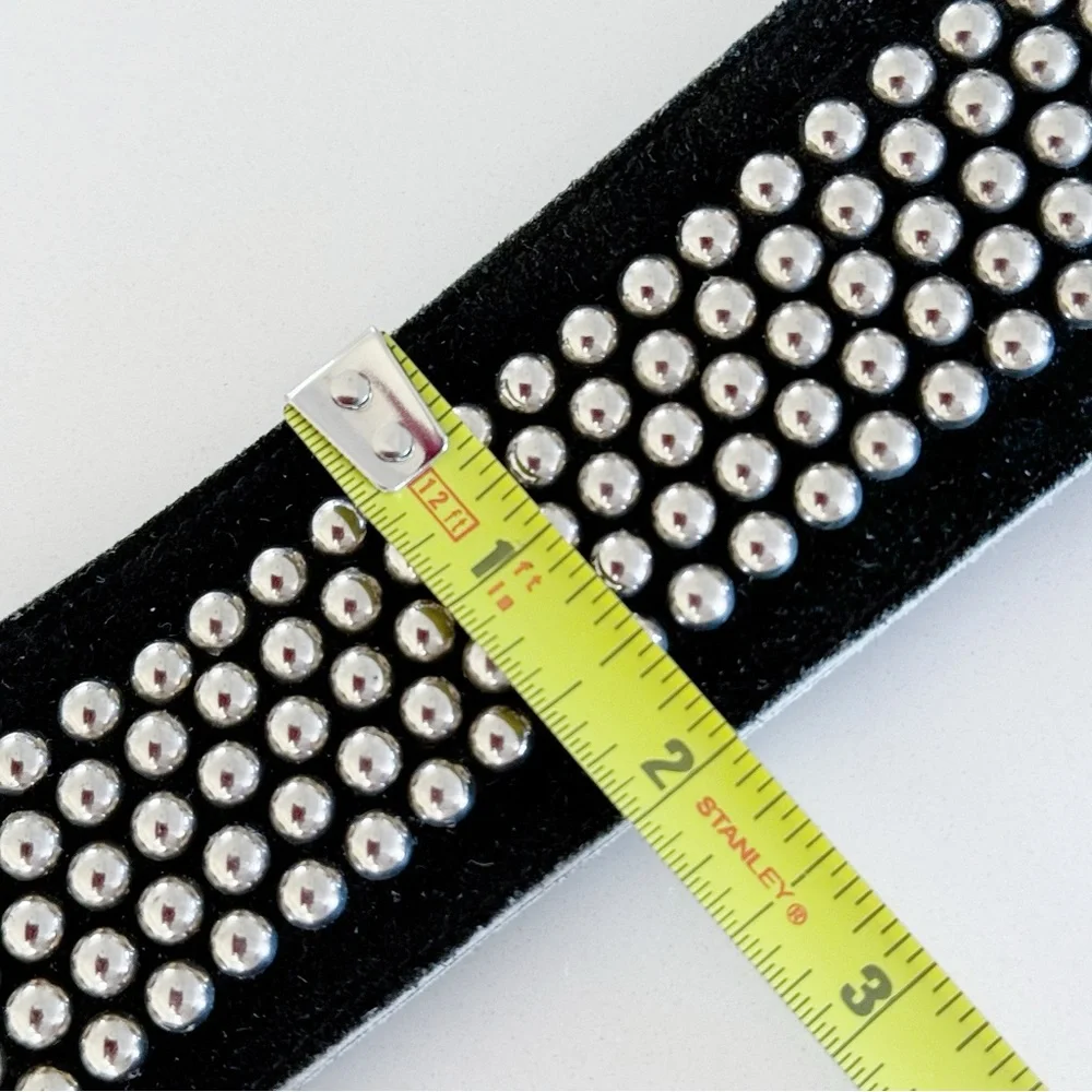 🤩 Stunning Genuine Studded Suede Black Belt And Matching Bracelets